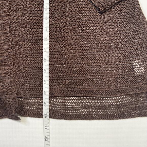 Eileen Fisher Cardigan Womens Medium Linen Silk Open Knit Long Sleeve Sweater - Picture 6 of 9